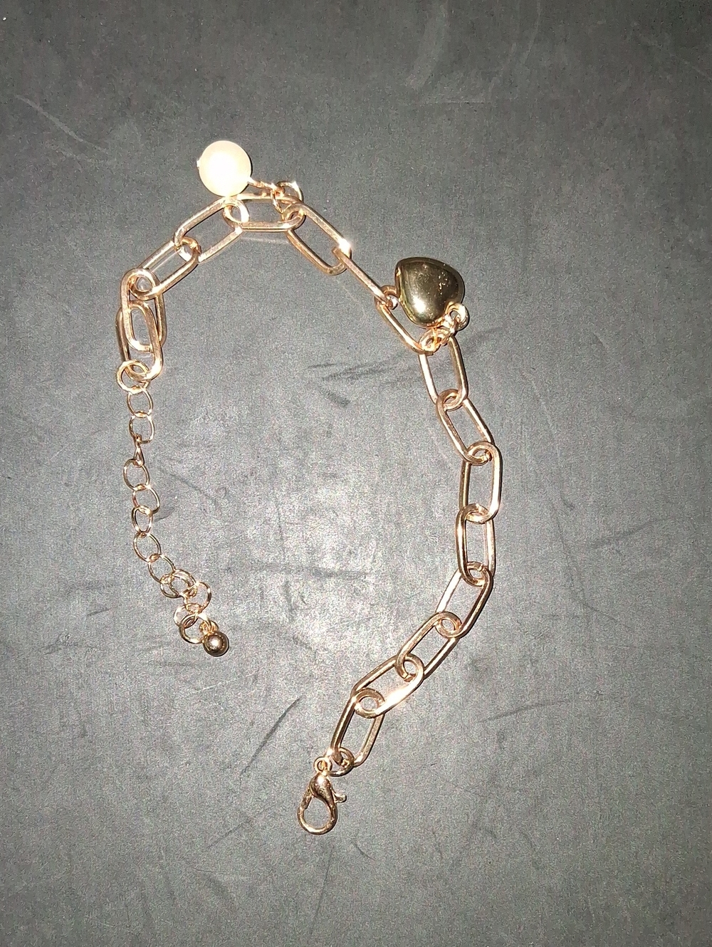 Gold Link Chain Bracelet with Heart Charm
